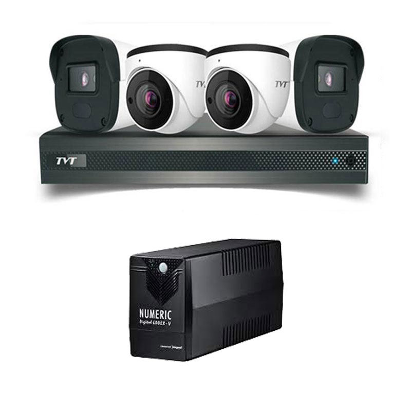 Picture of TVT 4 CCTV Cameras Combo (2 Indoor & 2 Outdoor CCTV Cameras) + DVR + HDD + Accessories + Power Supply + 90m Cable + NUMERIC 600 EX V UPS